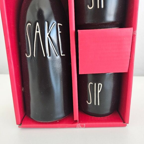 NEW Rae Dunn | SAKE Pitcher with SIP Cups Matte Black Ceramic Gift Set Japan - Picture 4 of 5